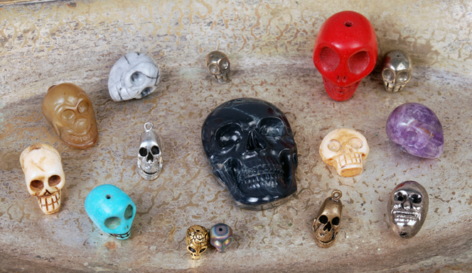 Skull beads, charms and cabochons